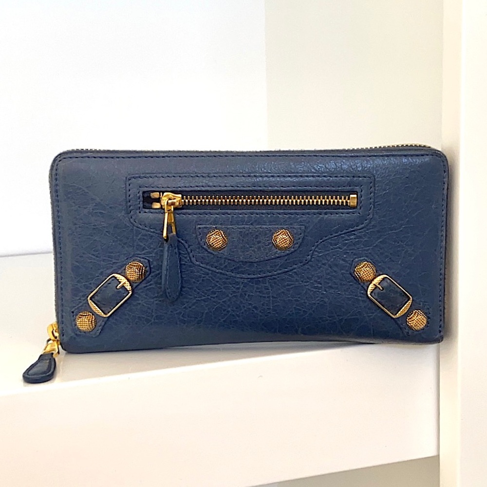 Balenciaga Classic Zip Around Wallet in Blue